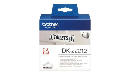 Brother DK22212 - Original Custom Size Labels - Width 62mm x 15.24 meters - Black text on white background