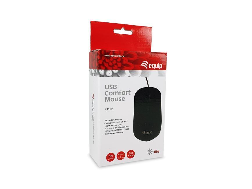 Ratón EQUIP Life Comfort USB-A 1000dpi Negro (EQ245114)
