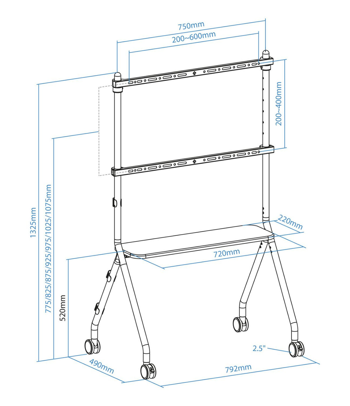 Soporte de Suelo TOOQ 49"-80" Blanco/Haya (FS20207M-W)