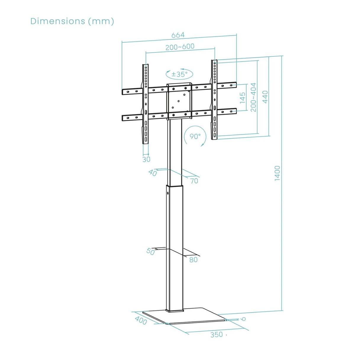 Soporte de Suelo TooQ 37"-70" Gira/Rota (FS2286M-B)