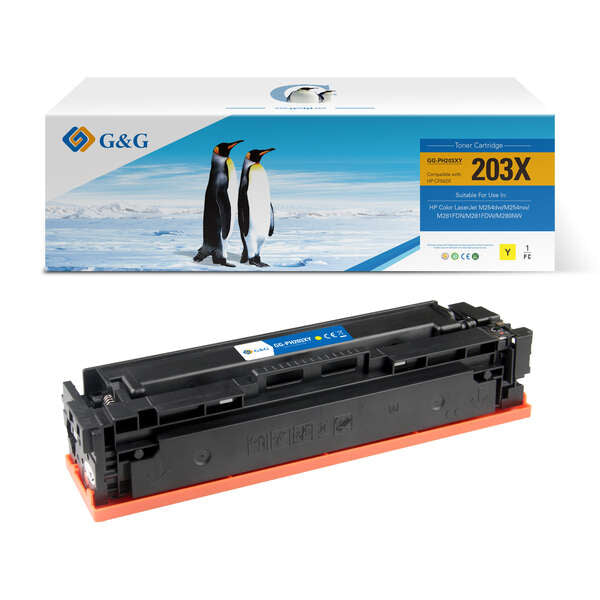 G&G HP CF542X/CF542A/CF402X/CF402A Yellow Generic Toner Cartridge - Replaces 203X/203A/201X/201A
