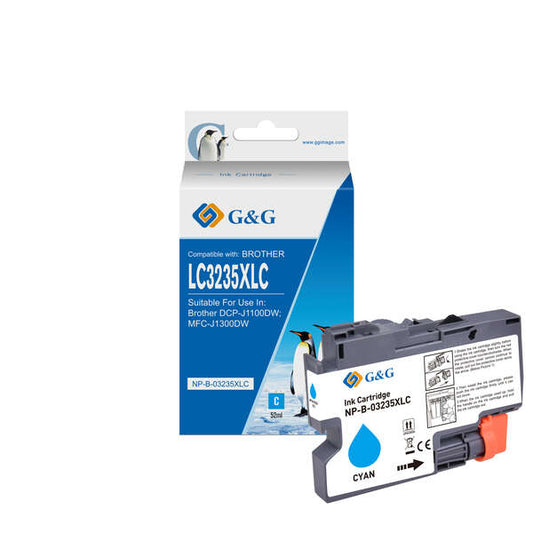 G&G Brother LC3235XL/LC3233 Cyan Generic Ink Cartridge - Replaces LC3235XLC/LC3233C