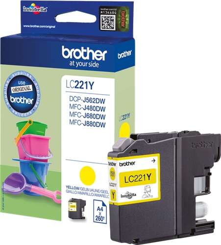 Brother LC221 Yellow Original Ink Cartridge - LC221YBP