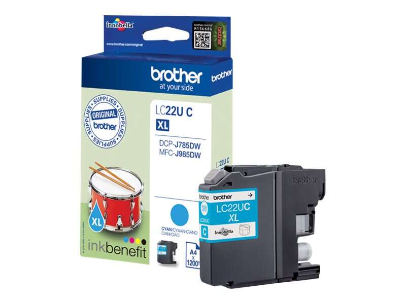 Brother LC22U Cyan Original Ink Cartridge - LC22UCBP
