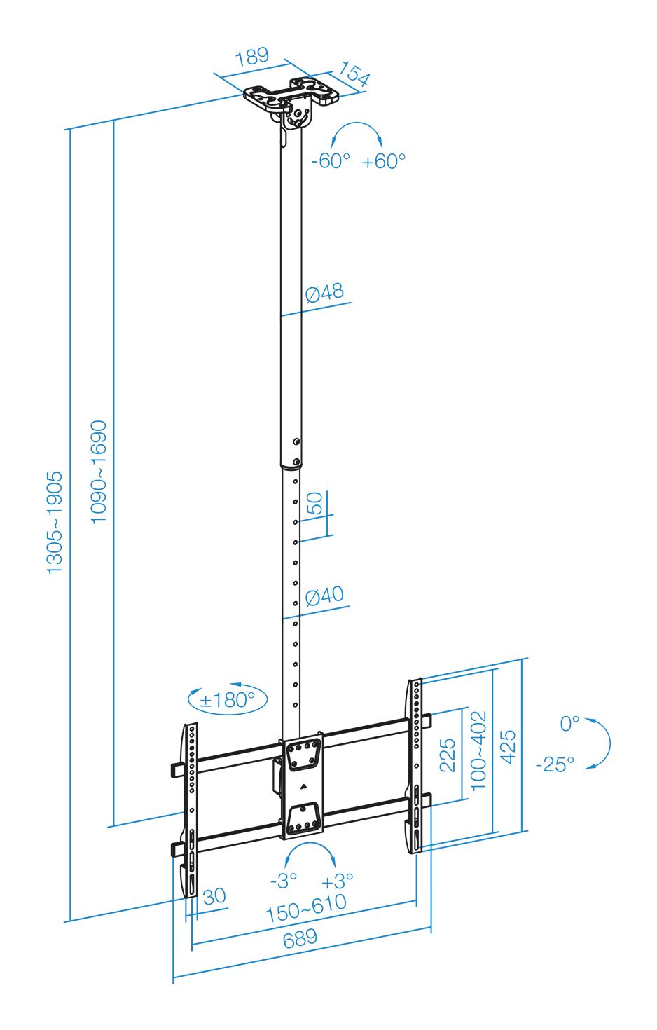 Soporte Techo TOOQ 43-86" Gira/Inc. (LPCE1186TSLI-XL-B)