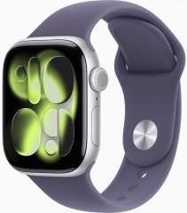 APPLE watch series 11 GPS caja de aluminio plata 42mm, color de correa niebla lila correa deportiva talla s/m
