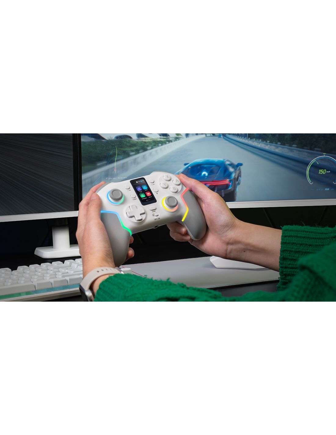 GamePad Mars Gaming Inalámbrico BT ARGB Blanco (MGPV3W)