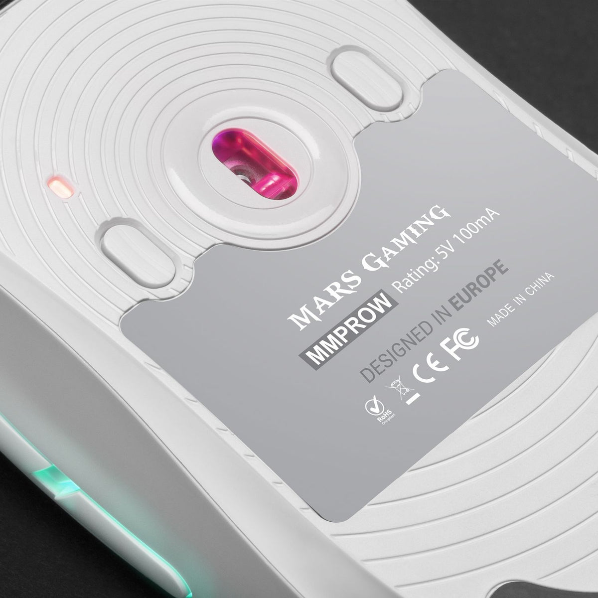 Ratón Mars Gaming RGB USB-A 32000dpi Blanco (MMPROW)