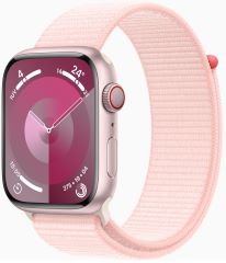 APPLE watch series 9 GPS + cellular caja de aluminio rosa de 41mm, color de correa rosa claro correa loop deportiva