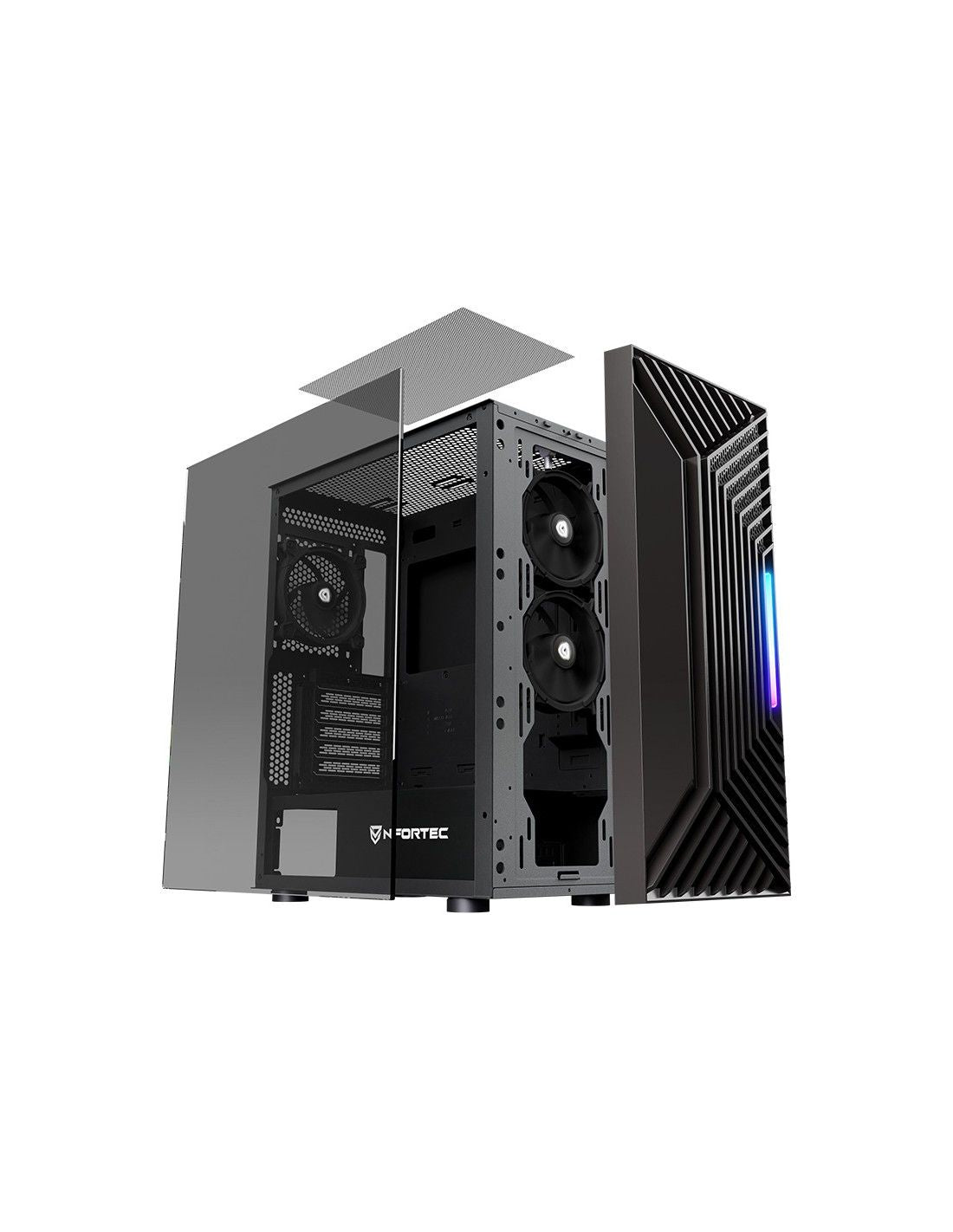 Caja Nfortec RGB ATX mATX ITX Negra (NF-CS-NERVIA-B)