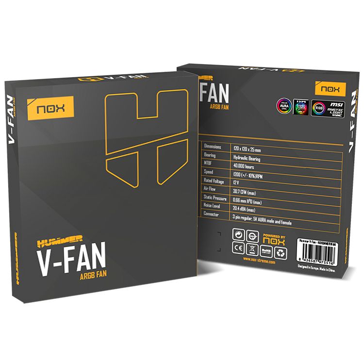 Ventilador NOX V-FAN ARGB 120mm Negro (NXHUMMERVFAN)