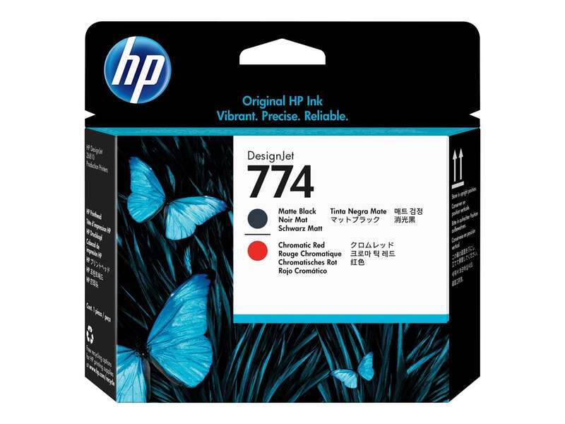 HP 774 Original Printhead - Matte Black, Chromatic Red - P2V97A