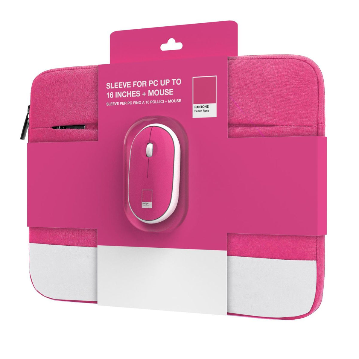 Funda+Ratón PANTONE 15.6" Poliéster Rosa (PT-BGMS001P1)