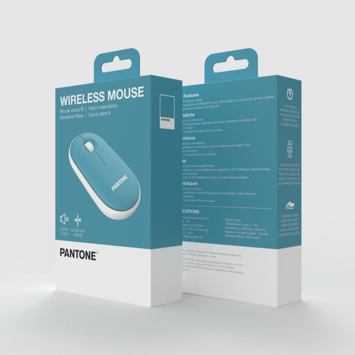 Ratón PANTONE Wireles Azul Claro (PT-MS001G1)