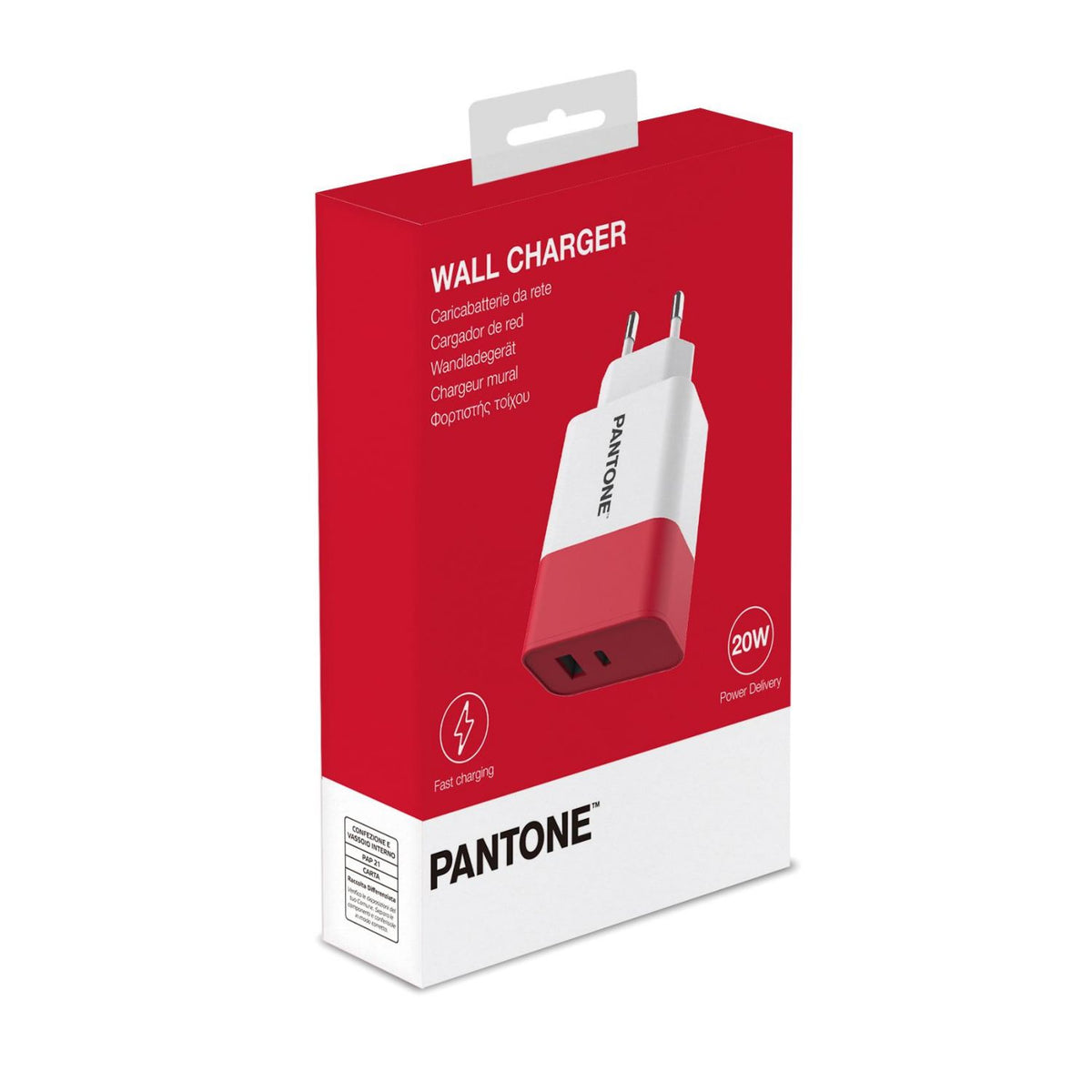 Cargador Pared PANTONE 15W 1USB-A 1USB-C (PT-PDAC02R1)
