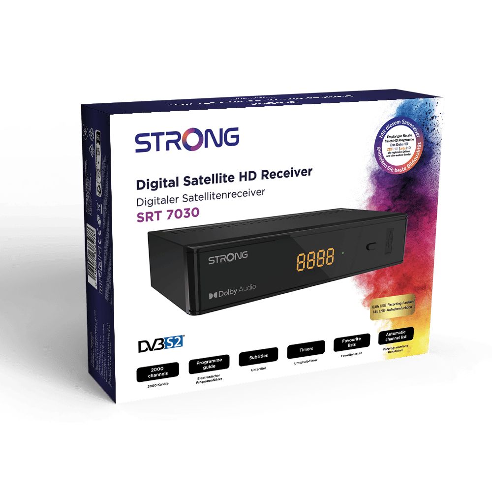 Receptor Satélite Strong HD Grabador Negro (SRT7030)
