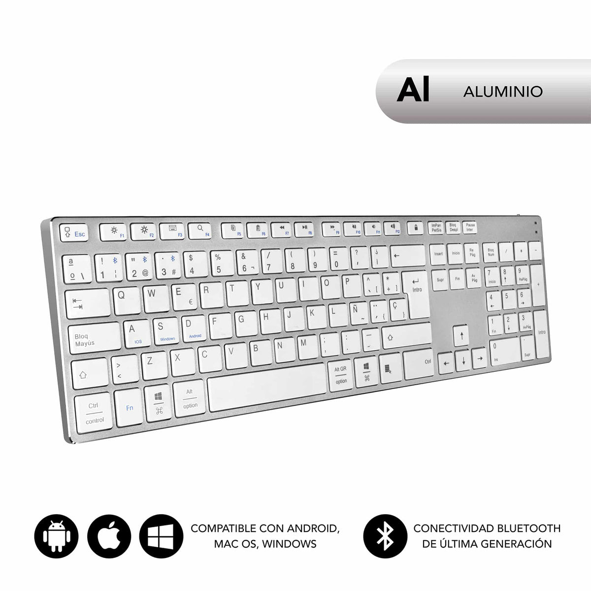 Teclado SUBBLIM Extended BT Slim Plata (SUB-KB-3ADE300)