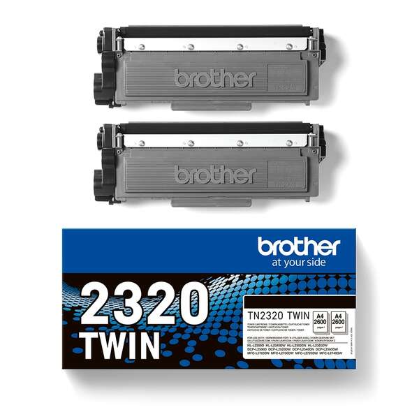 Brother TN2320 Black 2-Pack Original Toner Cartridges - TN2320TWIN