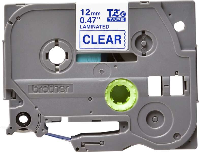 Brother TZe133 Original Laminated Label Tape - Blue Text on Transparent Background - Width 12mm x 8 meters