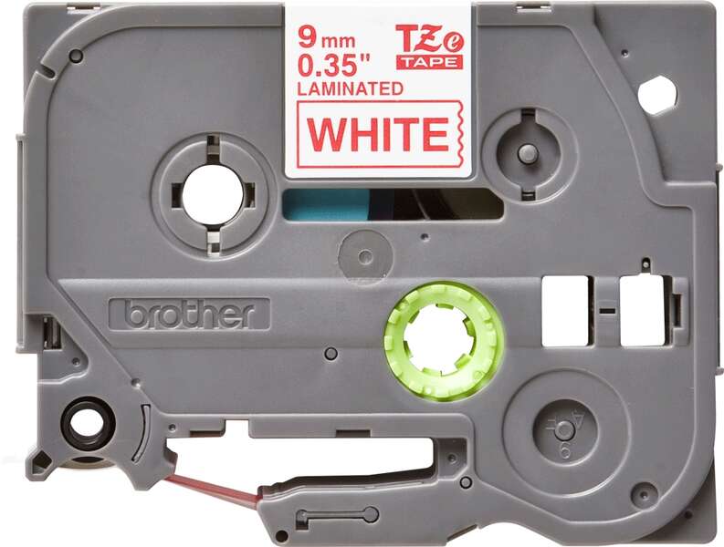 Brother TZe222 Original Laminated Label Tape - Red Text on White Background - 9mm Width x 8 Meters