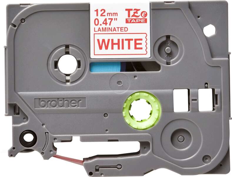 Brother TZe232 Original Laminated Label Tape - Red Text on White Background - Width 12mm x 8 meters