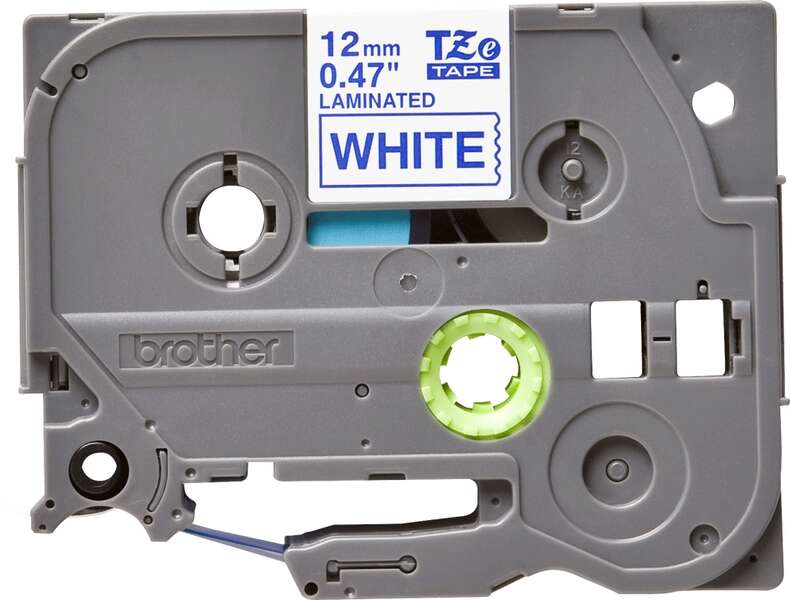 Brother TZe233 Original Laminated Label Tape - Blue Text on White Background - Width 12mm x 8 meters