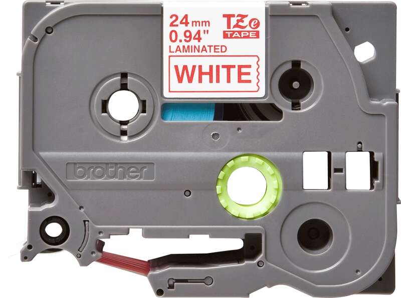 Brother TZe252 Original Laminated Label Tape - Red Text on White Background - Width 24mm x 8 meters