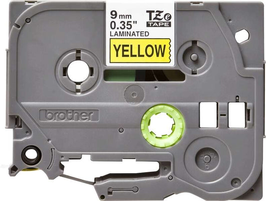Brother TZe621 Original Laminated Label Tape - Black Text on Yellow Background - 9mm Width x 8 Meters