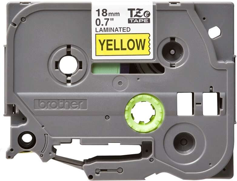 Brother TZe641 Original Laminated Label Tape - Black Text on Yellow Background - Width 18mm x 8 meters