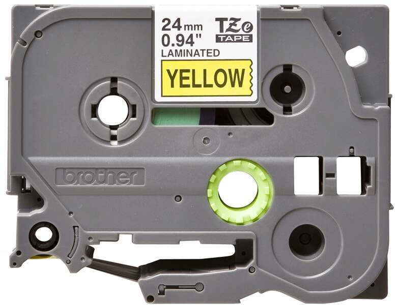 Brother TZe651 Original Laminated Label Tape - Black Text on Yellow Background - Width 24mm x 8 meters