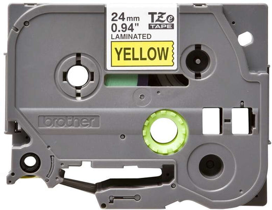 Brother TZe651 Original Laminated Label Tape - Black Text on Yellow Background - Width 24mm x 8 meters