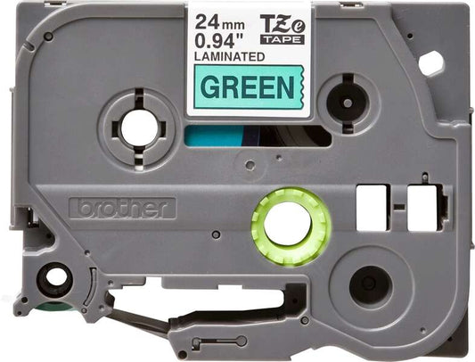 Brother TZe751 Original Laminated Label Tape - Black Text on Green Background - Width 24mm x 8 meters