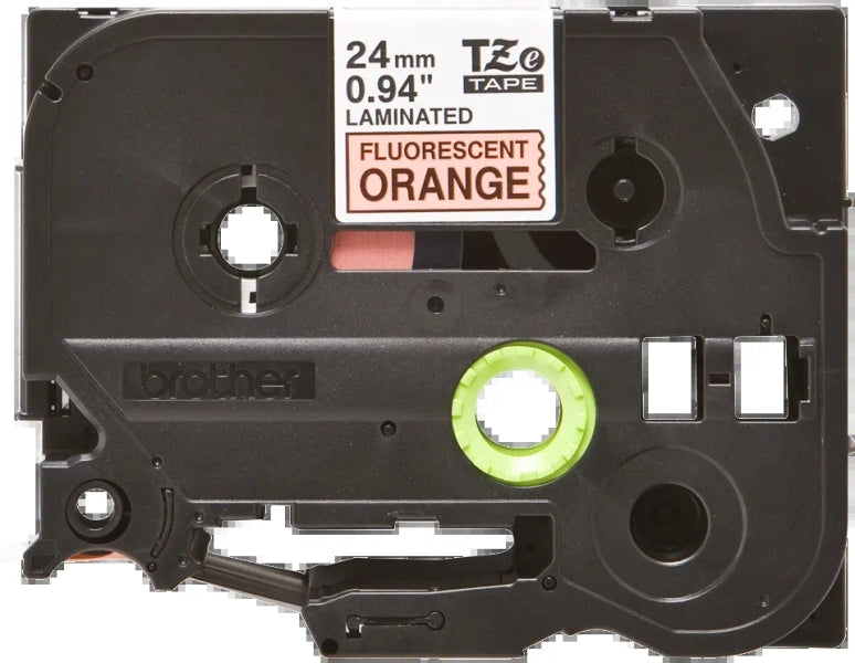 Brother TZeB51 Original Fluorescent Laminated Label Tape - Black Text on White Background - Width 24mm x 5 meters