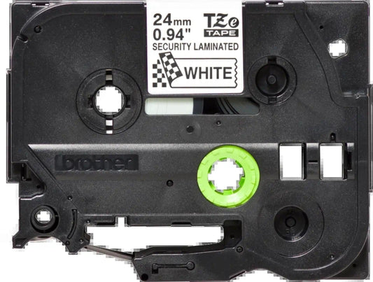 Brother TZeSE5 Original Security Laminated Label Tape - Black Text on White Background - 24mm x 8m Width