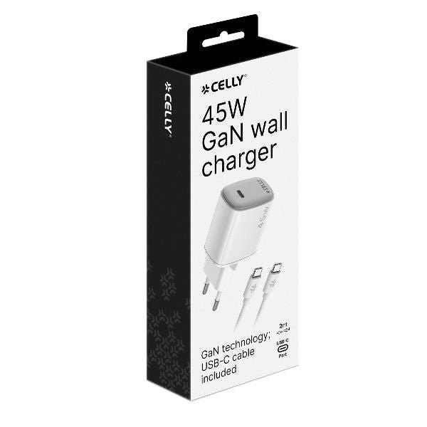 Cargador Pared Celly 45W +Cable Usb-C (UPTC1USBC45WCTC)