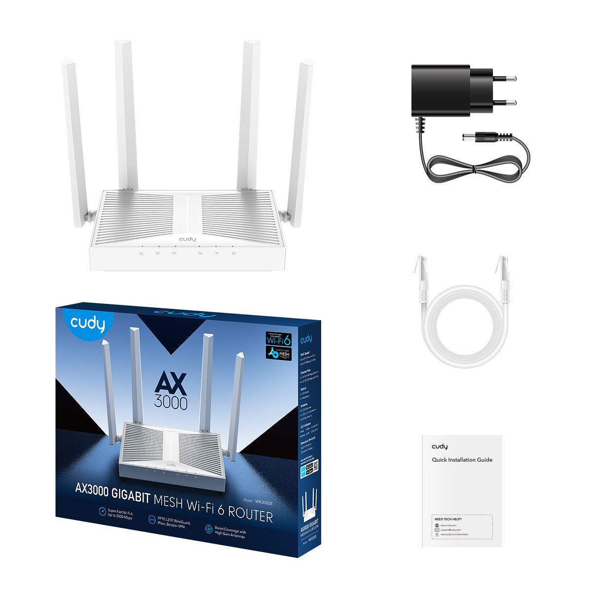Router CUDY AX3000 WiFi 6 5xRJ45 Ethernet GbE (WR3000E)