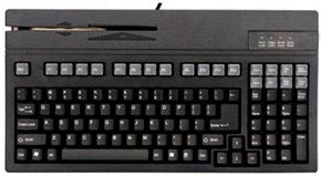Teclado con cable USB de 105 teclas formato reducido con lector de banda magnetica 3 pistas integrado negro