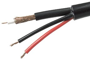 Cable desde rg59 + alimentacion de corriente 2x 0.5 longitud 100 metros color negro
