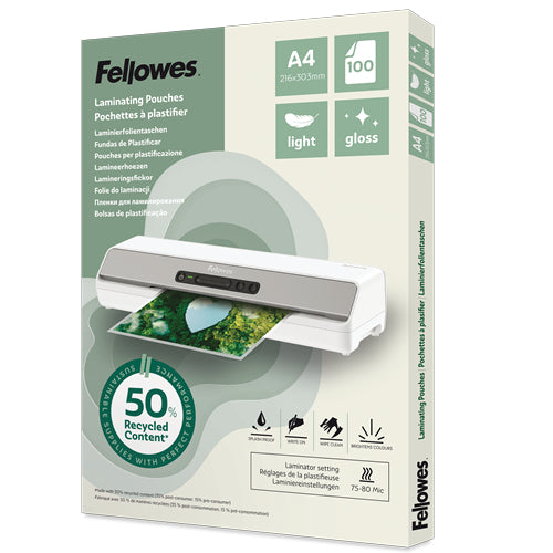 Fundas plastificar Fellowes Brillo A4 100u (100142987)