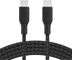 Cable desde USB-C macho a USB-C macho longitud 2 metros boost charge 100w doble trenzado color negro