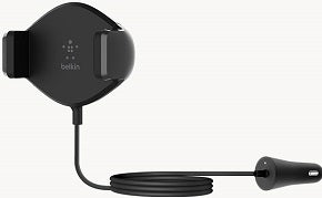 Cargador inalambrico qi 10w boost up para dispositivos apple, samsung, lg y sony negro para coche y con soporte para rejilla de ventilacion