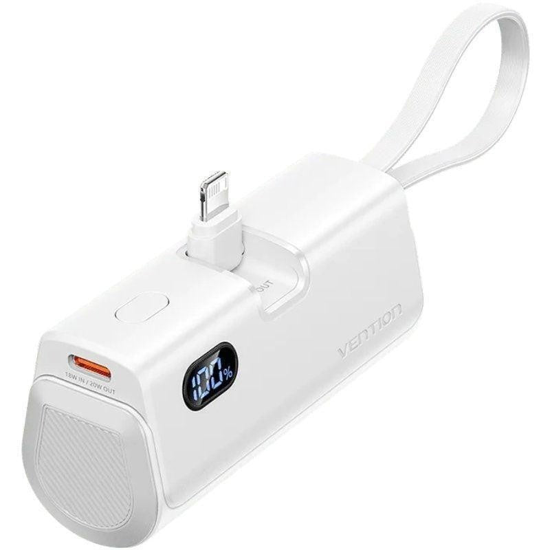 POWERBANK VENTION 4800MAH 2XUSB-C + LIGHTNING PLEGABLE 22.5W WHITE