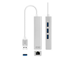 Nanocable 3xUSB 3.0 a RJ45 15cm Plata (10.03.0403)