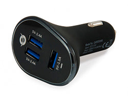Cargador Coche CONCEPTRONIC 3Usb-A 31.5W(CARDEN06B)