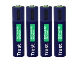 Pilas Recargables Trust AAA USBC-C Pack 4 Azul (25671)
