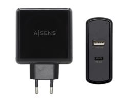 Cargador Pared AISENS 57W 2xUSB Negro (ASCH-2PD45A-BK)