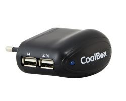 Cargador de Pared CoolBox 2x USB 2.0 Negro (UX-2)
