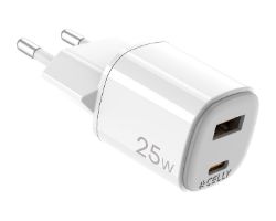 Cargador CELLY USB-A USB-C 25W Blanco (UPTC1USB1USBC25)