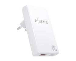 Cargador Pared AISENS GaN 65W UDB-A/C (ASCH-65W2P076-W)