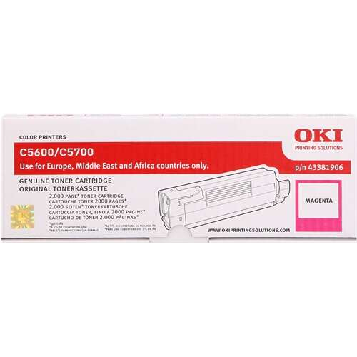OKI C5600/C5700 Magenta Cartucho de Toner Original - 43381906. 2.000 Paginas